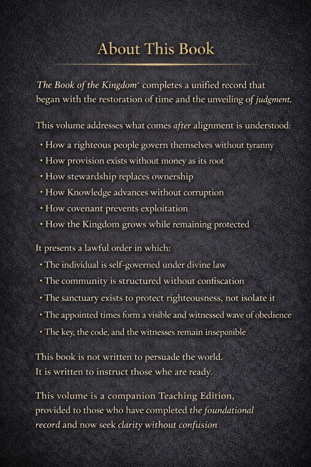 Book of the Nazarites Series — Book Four: The Book of the Kingdom — Teaching Edition Audiobook MP3